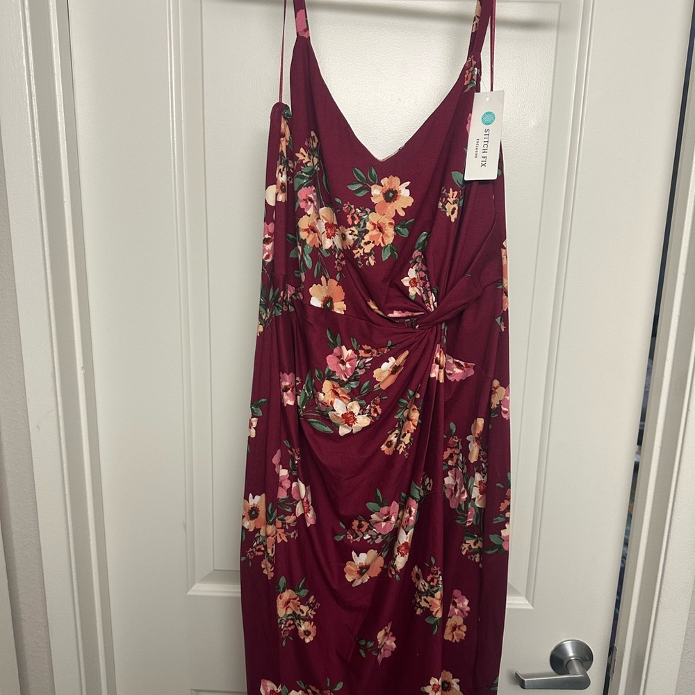 Nine Britton Red Maxi Sundress with Spaghetti Straps